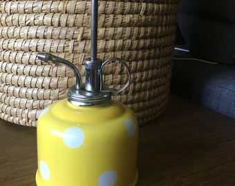 Vintage Yellow and White Polka Dot Plant Mister