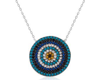 Ms. Silver Evil Eye Bead Necklace - IJ1-1798