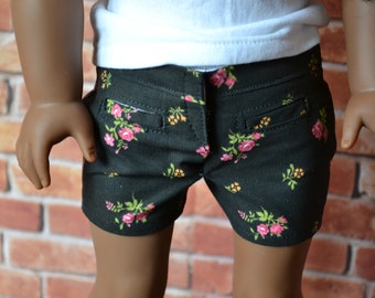 18 inch Doll Clothes - It's All Roses Shorts - BLACK PINK GREEN - Spring Style - Summer Chic - fits American Girl