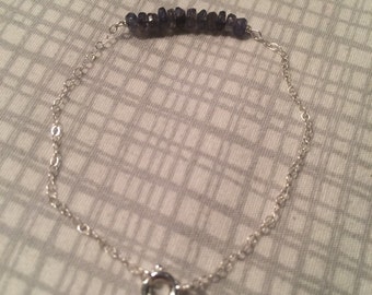 Iolite + sterling silver bracelet