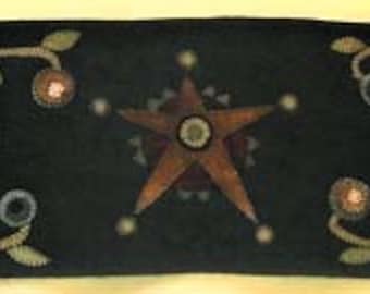 Cotton and Wool Applique - Rustic Star Applique Runner