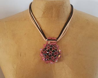 PENDANT SWAROVSKI CRYSTAL PINK AND GRAY