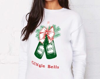 GINgle Bells Christmas Sweater Couples sweaters , Gin Sweatshirt, Christmas gift, Xmas Sweater, Unisex Christmas sweatshirt