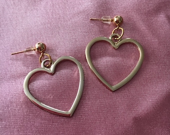 Gold Heart Stud Earrings