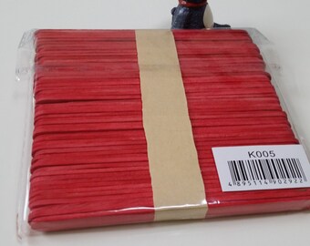 Popsicle wood sticks - 50pcs RED color for different crafting purposes (Let's decorate with your ideas)