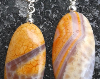 Fire agate and sterling silver earrings