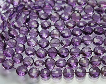 9 Inch Strand,Finest Quality,Natural Pink Amethyst Faceted Coins Shaped Briolettes,Matched Pair 10mm Size