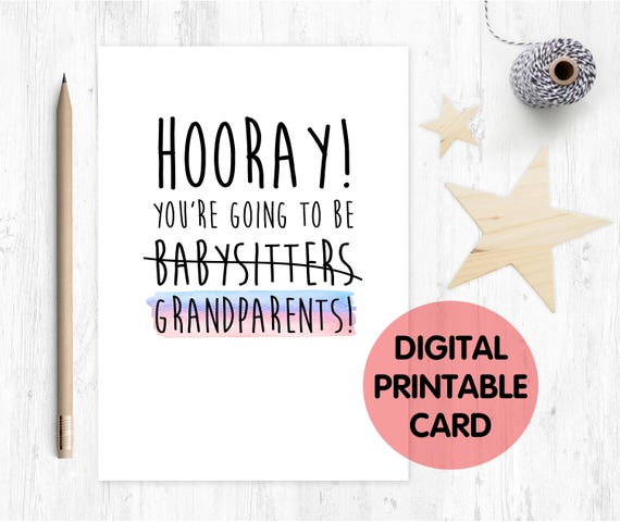 hooray you're going to be grandparents, funny grandparents card, new grandparents card, grandparents first time, new grandma, new grandad