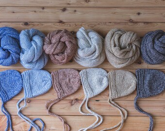 Newborn Wrap And Bonnet Set, Newborn Photo Props, Photo Props, Newborn props, Baby Wrap, Newborn Prop Set, Newborn Photo Set, Knit Wrap