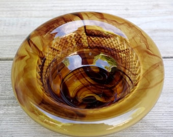 Vintage Tortoise Glass Bowl Compote
