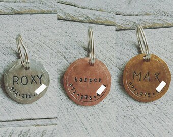 Pet dog tag, dog ID Tag, pet dog ID tag, puppy tag, Handstamped dog ID Tag, dog tag for dogs, Copper Dog Tag, Bronze Dog Tag, Silver Dog Tag