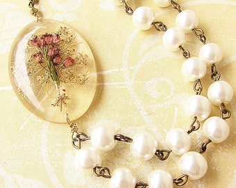 Real Flower Jewelry Real Flower Necklace Resin Jewelry Pressed Flower Necklace Bridal Jewelry Statement Necklace Bridesmaid Gift
