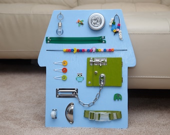 Busy Board - House. Activity board, early development Montessori educational toy.