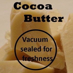 Organic Cocoa Butter, 1 OR 2 lb size, Virgin Unrefined & Vacuum Packed Cacao Butter (Chocolate Aroma) Fresh + Pure, FAST SHIPPING