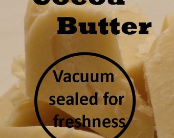 Organic Cocoa Butter, 1 OR 2 lb size, Virgin Unrefined & Vacuum Packed Cacao Butter (Chocolate Aroma) Fresh + Pure, FAST SHIPPING