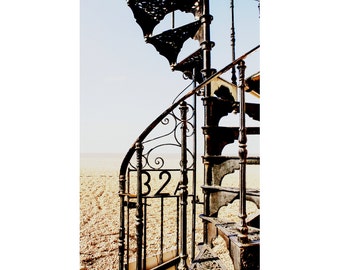 Architecture Photography - Spiral Staircase Print - Beach Photograph - Aldeburgh Stairs - English Seaside Art - 8x12