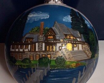 4.5" Custom Painted House Ornament bulb