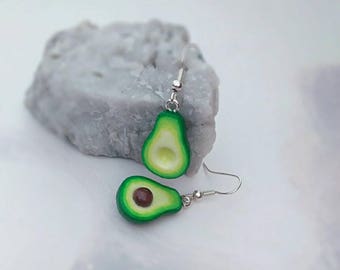 Avocado inspired dangle earrings, miniature, Earrings, Kawaii, for her, gift idea, fun accessories, all ages