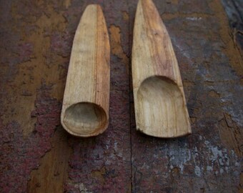 wooden scoop & shovel pair / wooden measuring spoon couple / birdcherry wood / minimalist