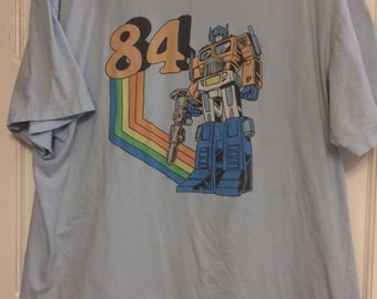 Authentic Vintage Optimus Prime Transformers "84" T-Shirt Blue Large