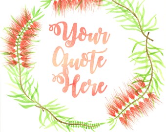 Personalised Australian bottle brush wreath, giclée print, wall art quote, wall art print