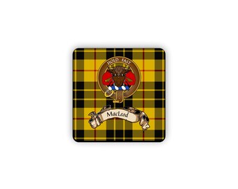 MacLeod Scottish Clan Tartan Motto Crest Rubber Coaster