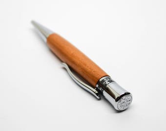 Handmade Wood Twist Ballpoint Pen - Glacia Style - Cherry with Chrome Accents (Gift Ready)