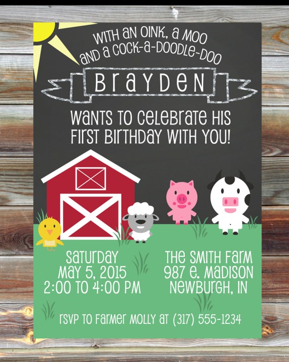 Farm Themed Birthday Party Invitations 4