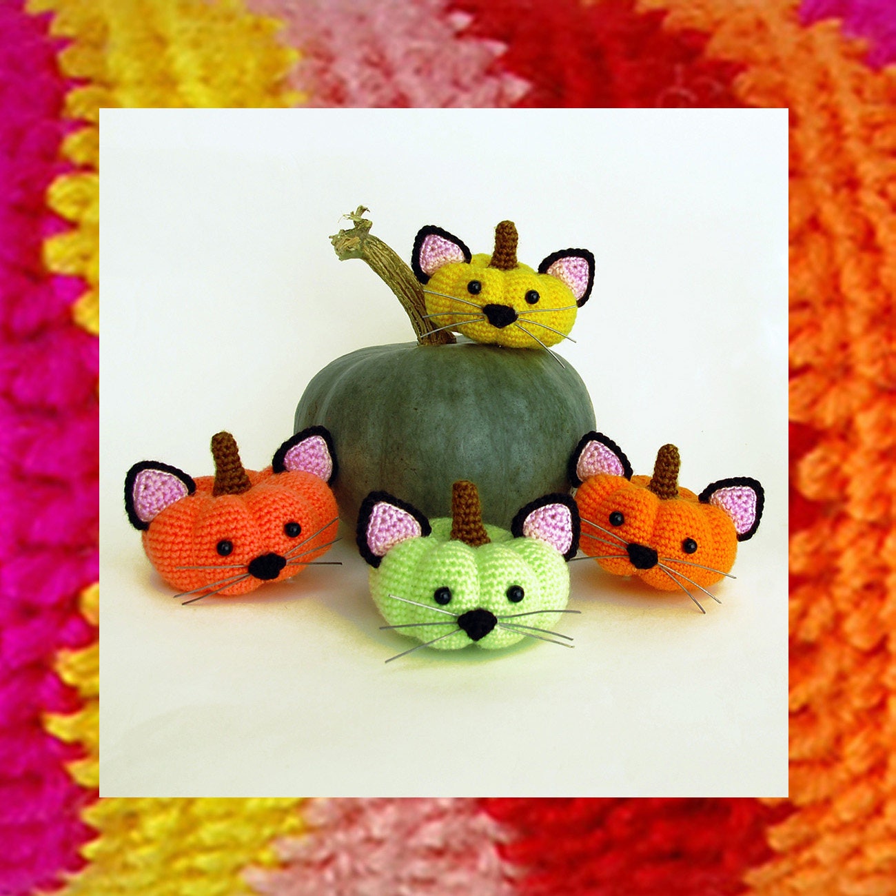 Crochet Halloween Pattern. Amigurumi Pumpkin cats