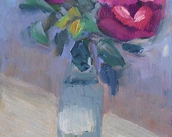 Rose Painting, Daily Painting, Small Oil Painting, "The Last Rose", 6x8" Oil, Free Shipping in US