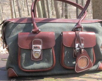 Dooney and Burke Green Canvas and Leather Purse -Handbag