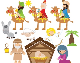 ON SALE INSTANT Download. Nativity clip art. Christmas clip art. Ccnat_3. Personal and commercial