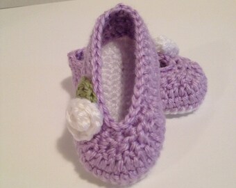 Crochet Baby Booties, Ballet Booties, 0-3 Months