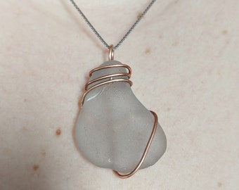 Wire Wrapped Beach Glass Necklace Pendant | One Of A Kind Sea Glass Jewelry Pendant | Sea Glass Necklace | Sea Glass Beach Glass Jewelry