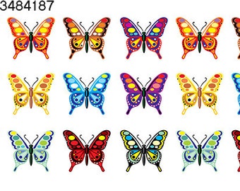 Colorful Butterflies - 34841 ~ Ceramic Decal - Glass Decal ~ Enamel Decal ~ Waterslide Decal ~ Lead Free Food Safe
