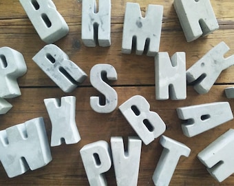 Concrete Letters, Cement Letters, Choose Your Letter, Grey Cement, Personalized Gift, Concrete Alphabet, Decorative Letters, Cement Words,