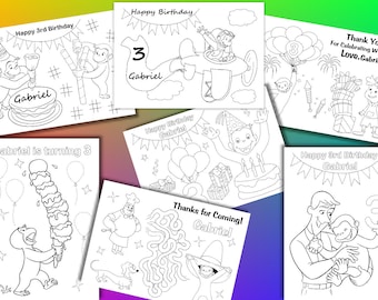 Curious George Birthday Party coloring pages, activity PDF file