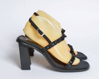 Vintage 90's Black Chunky Sandal Shoes with Sequins