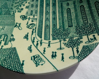 vintage souvenir plate of 1930's Copenhagen depicting the round tower