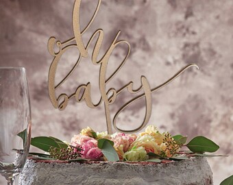 Oh Baby Shower Cake Topper Oh Baby Cake Topper for Baby Showers Decoration Rose Gold Topper Baby Shower Party Decorations Rustic Baby Shower