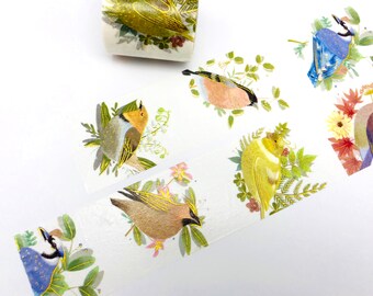 Golden Foil Bird Washi Tapes - Masking Tape - Japanese Washi Tape - Paper tape - Decorative tape - Planner tape - Scrapbooking Tape
