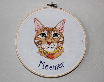 Custom Embroidered Pet Portraits | Embroidery Art | Animal Art | Home Decor | Personalized Pet Portraits