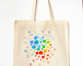 Canvas tote bag , shopping bag , handpainted tote , eco bag