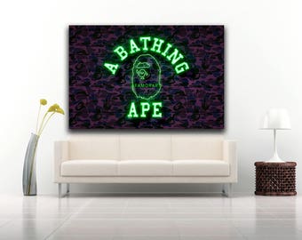 Bape Neon Poster, CUSTOM, A Bathing Ape, Supreme, Off-White