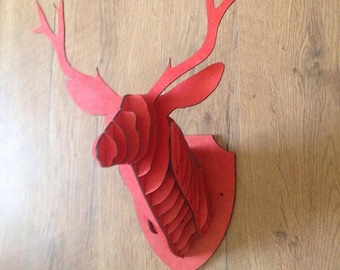 Wooden Stags Head Wall Art