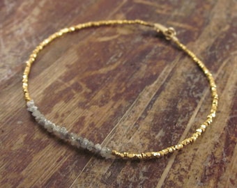 Rough Diamond Bracelet Raw Diamond Bracelets April Birthstone Bracelet Beaded Bracelets Gold Bead Bracelet Womens Gift Raw Diamond Jewelry