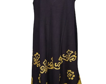 Boho Chic Umbrella Batik Embroidered Sleeveless Loose Cover Up Tank Dress SOFT Cool MARBLE Feel Onesize M/L/XL