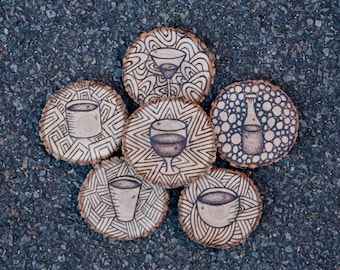 Woodburning Coaster set - made to order