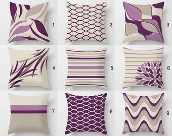 Purple Pillow Cover, Lavender Mauve Lilac Violet Beige Pillows Purple Cushion Geometric Pillows Toss Pillow Throw Pillows 18x18 20x20 26x26
