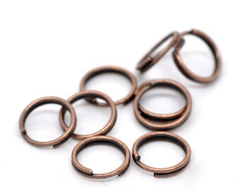 8MM Antiqued Copper Split Rings - 30